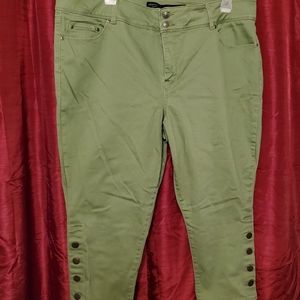Olive green denim capris